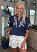 Nantucket Nights Navy Embroidered