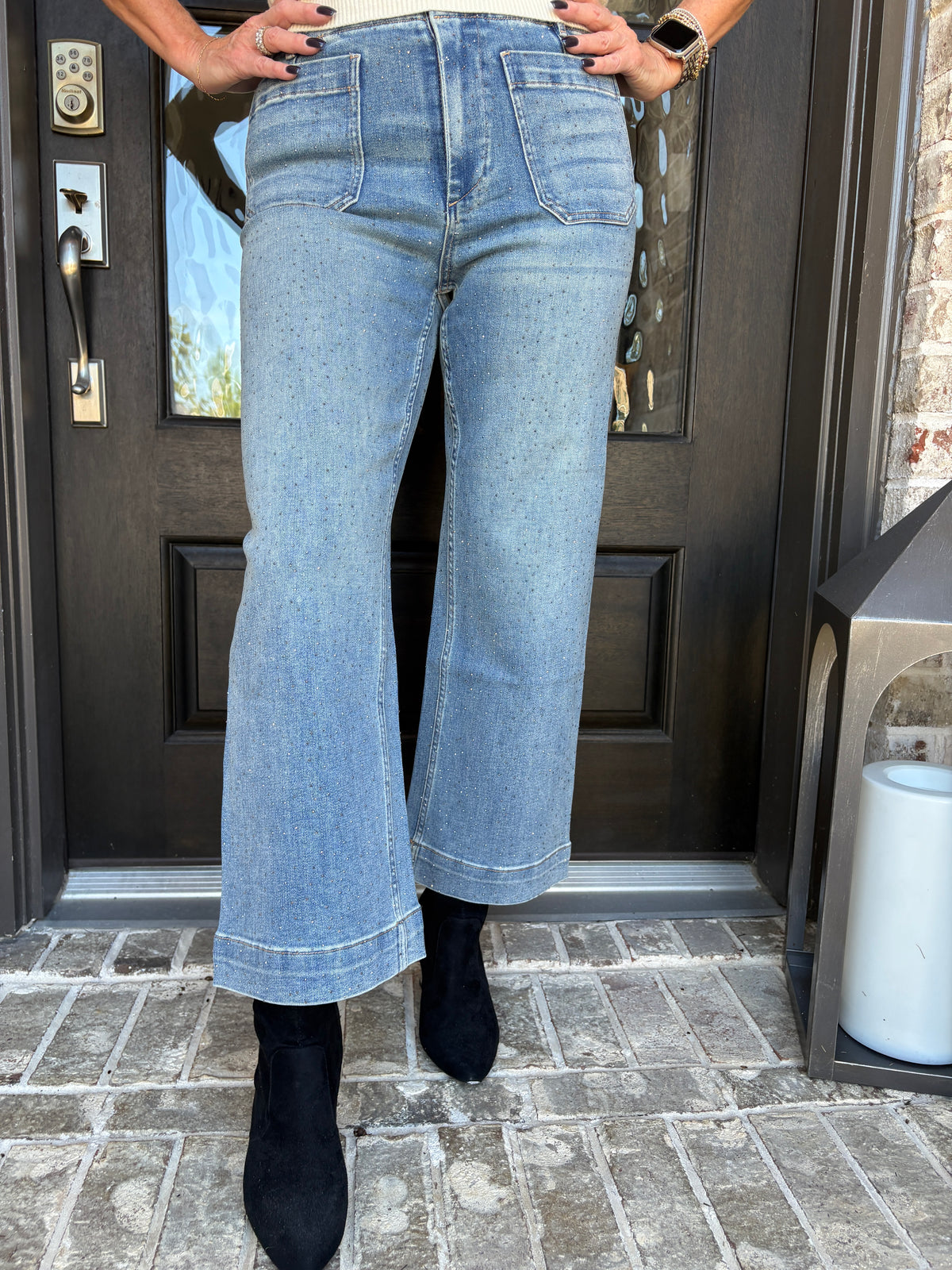 Showstopper Cropped Embellished Denim