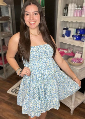 Blue Strappy Mini Dress
