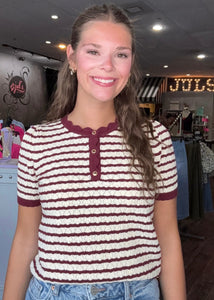 Burgundy Stripe Sweater