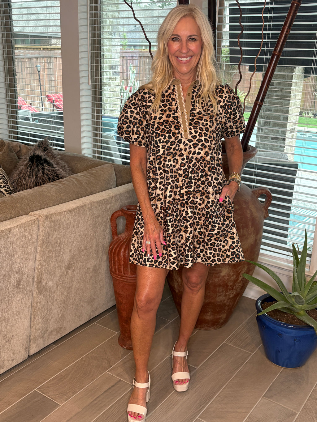 Leopard Mini Shirt Dress