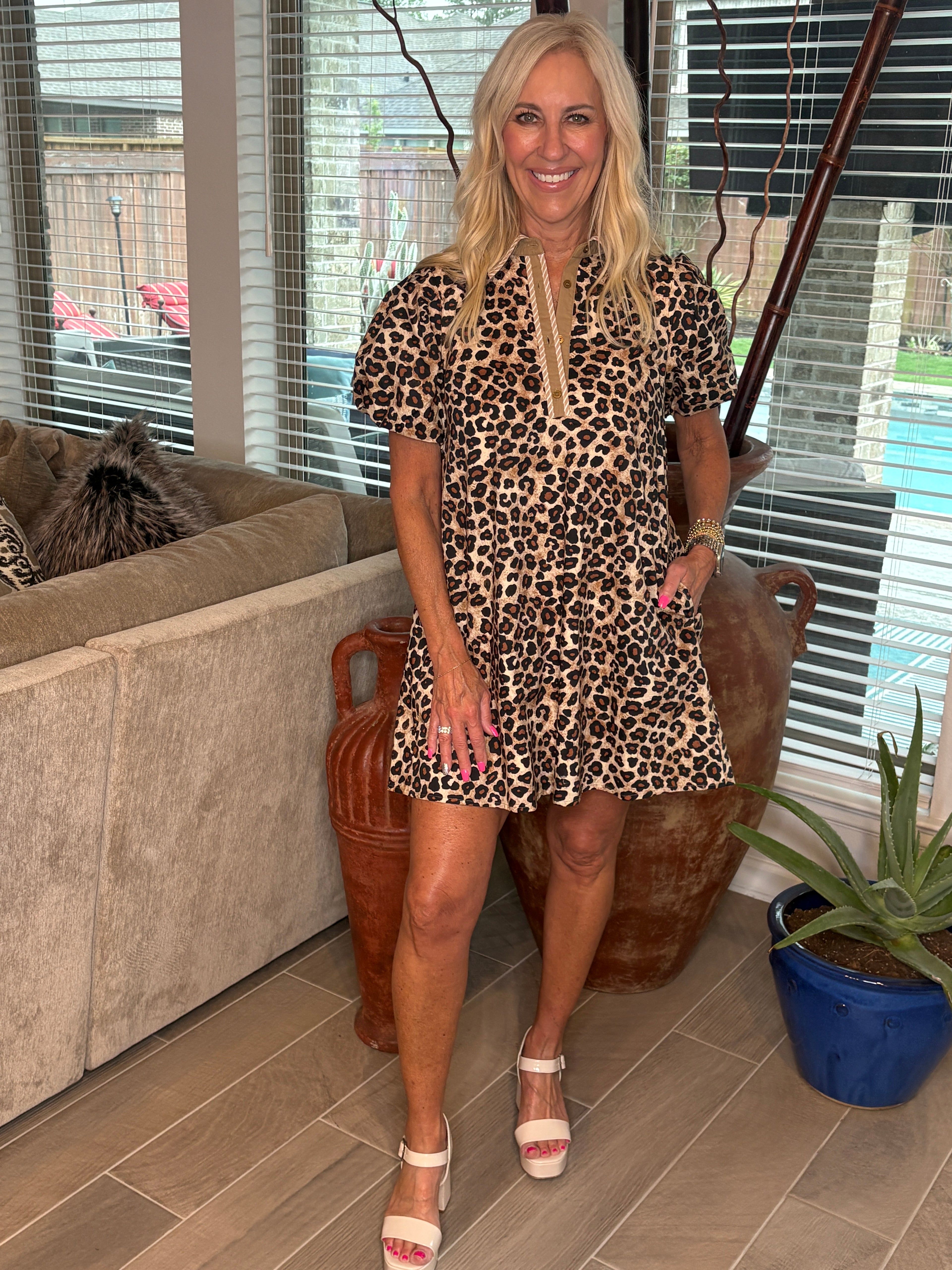 Leopard Mini Shirt Dress