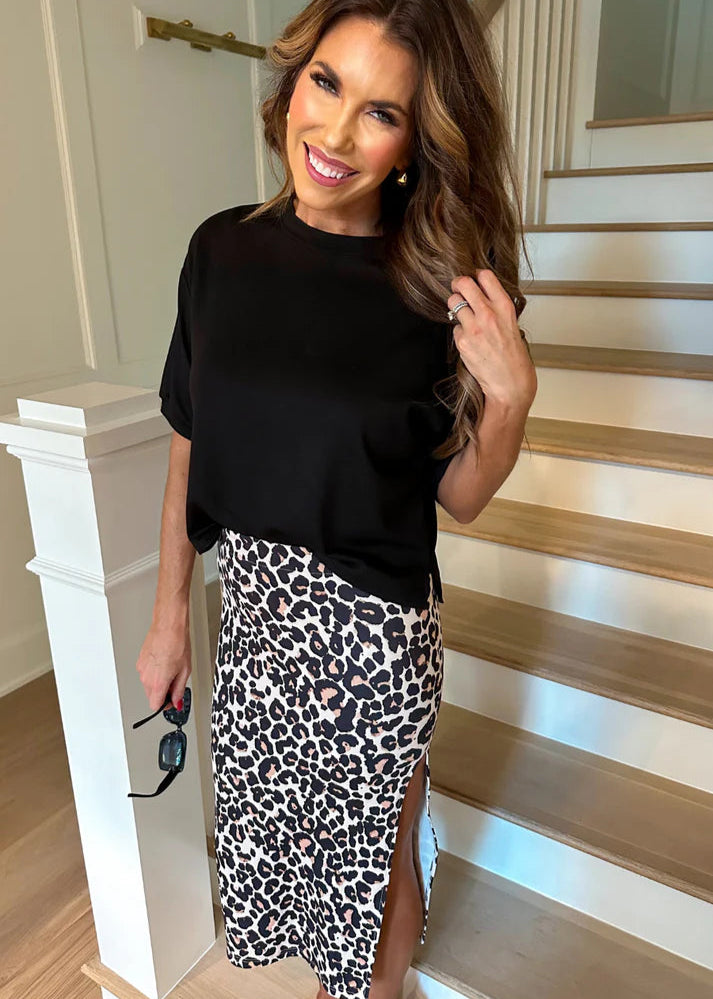 Leopard Print Midi Skirt