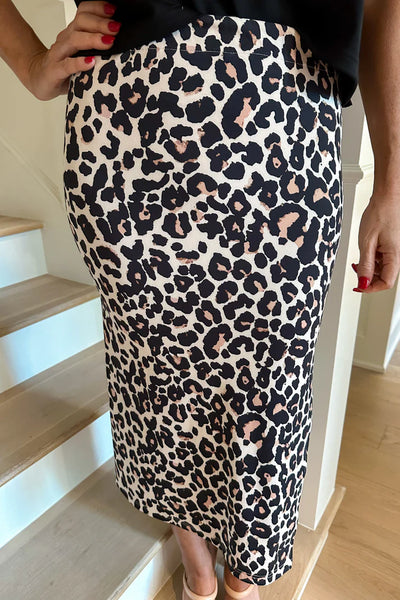 Leopard Print Midi Skirt