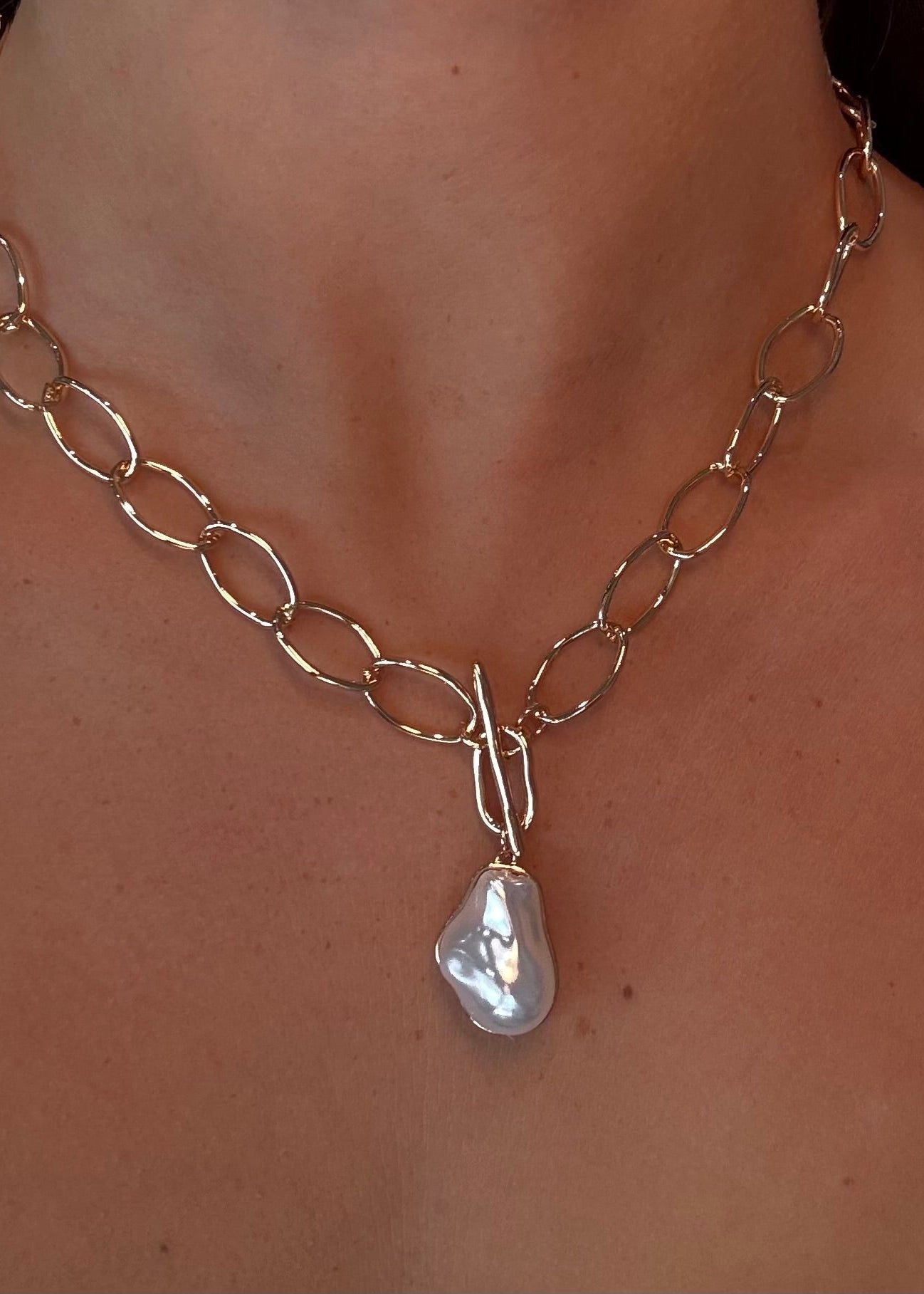 Gold Open Circle Fresh Water Pearl
