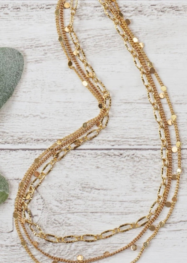 Gold Triple Chain Necklace