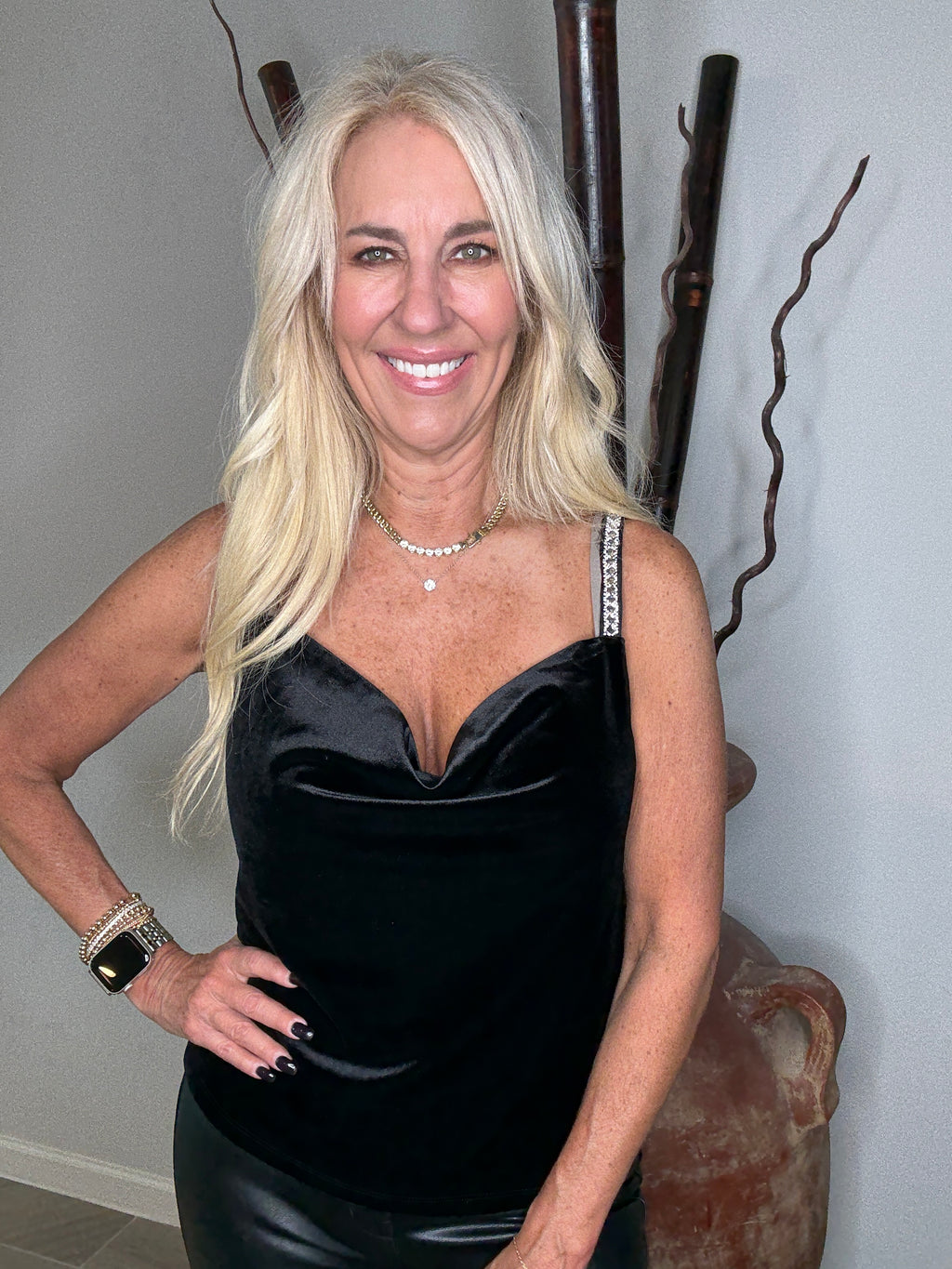 Black Velvet Embellished Cami