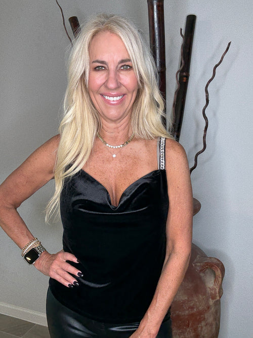 Black Velvet Embellished Cami