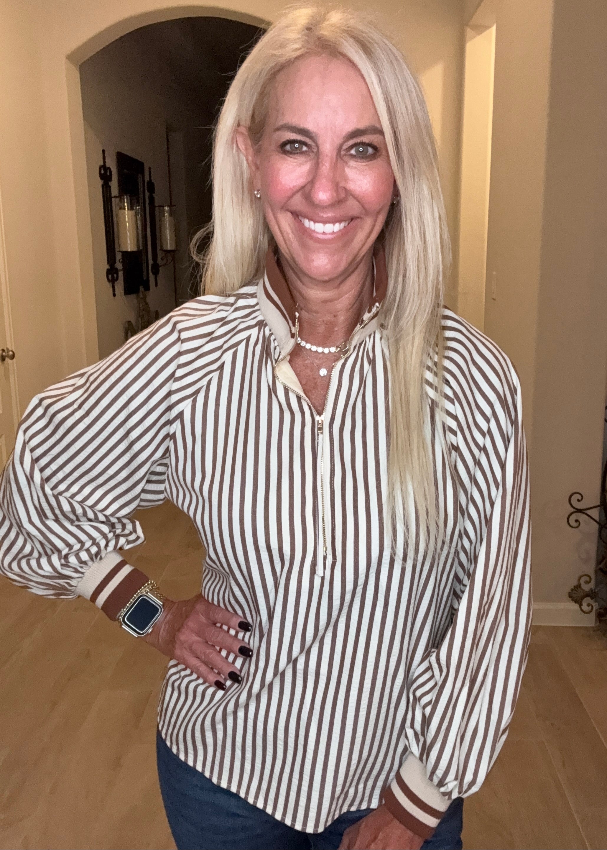 Caramel Stripe Pull Over