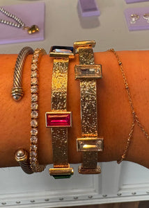 Textured Gold Crystal Bracelets