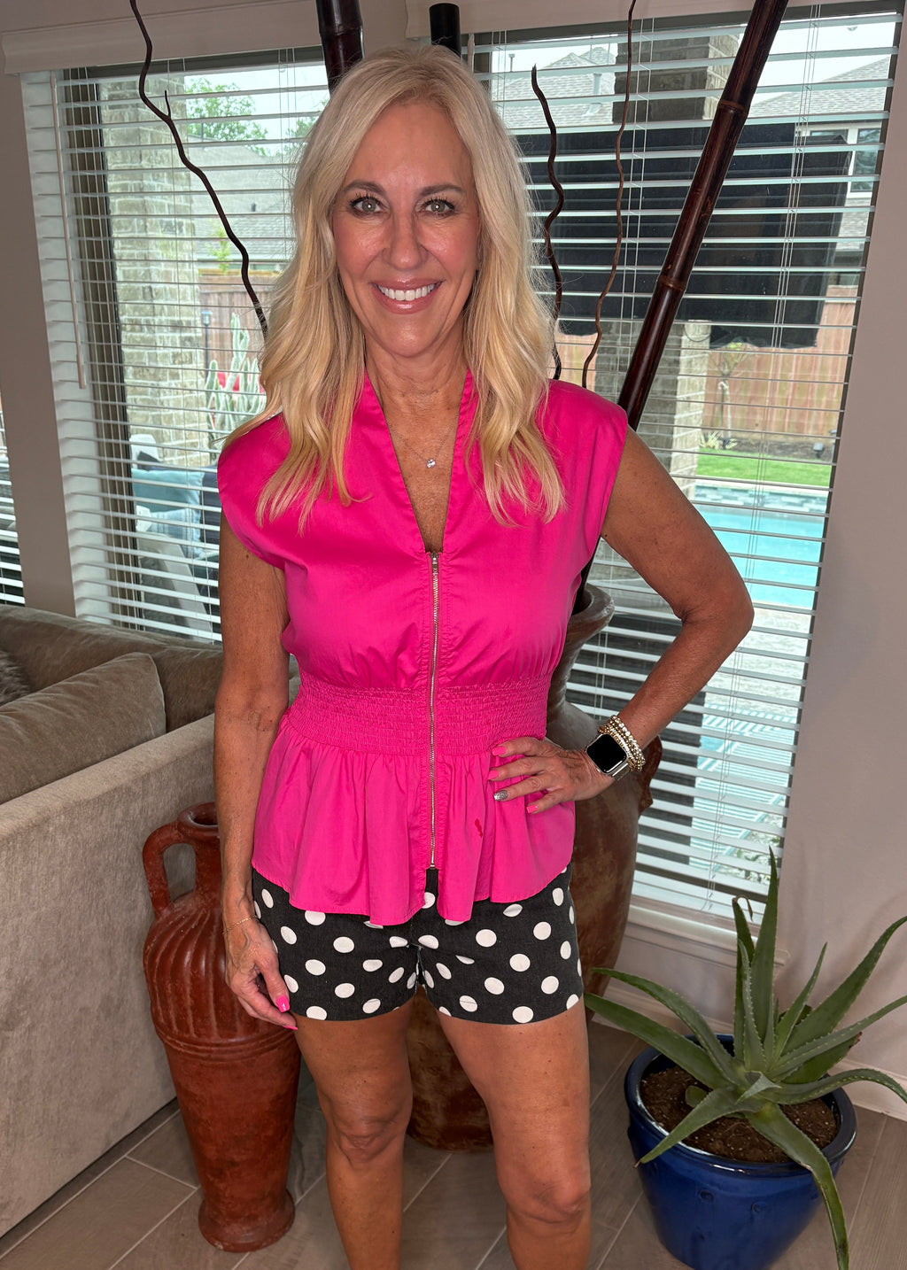 Fitted black polka dot shorts