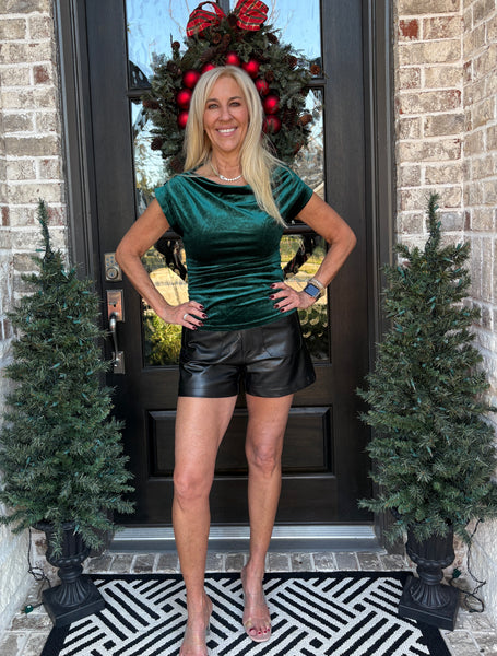 Hunter Green Velvet Asymmetrical