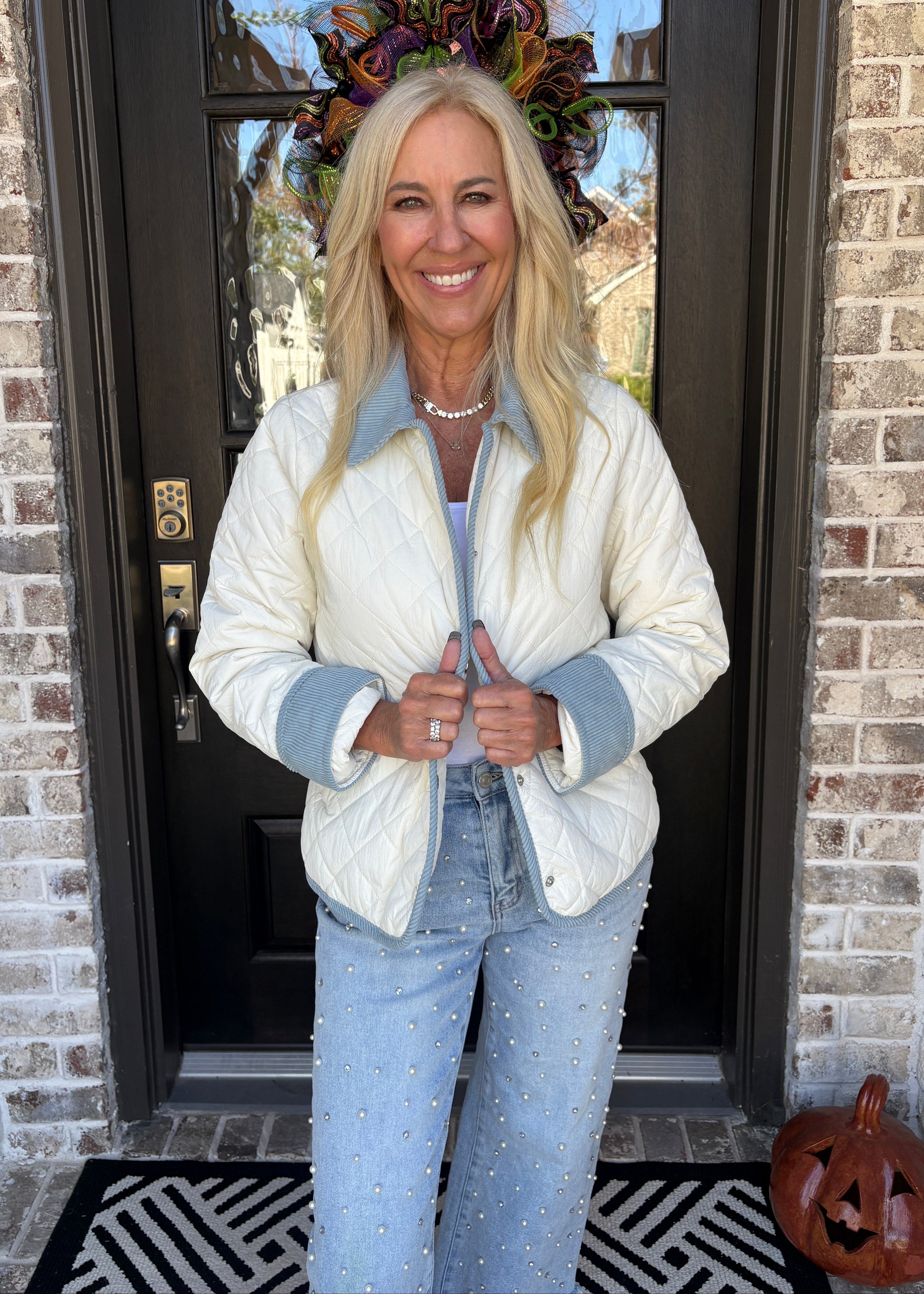 Cream Quilted Jacket