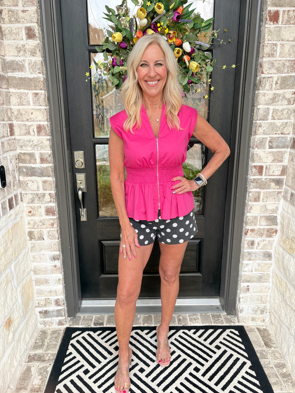 Fitted black polka dot shorts