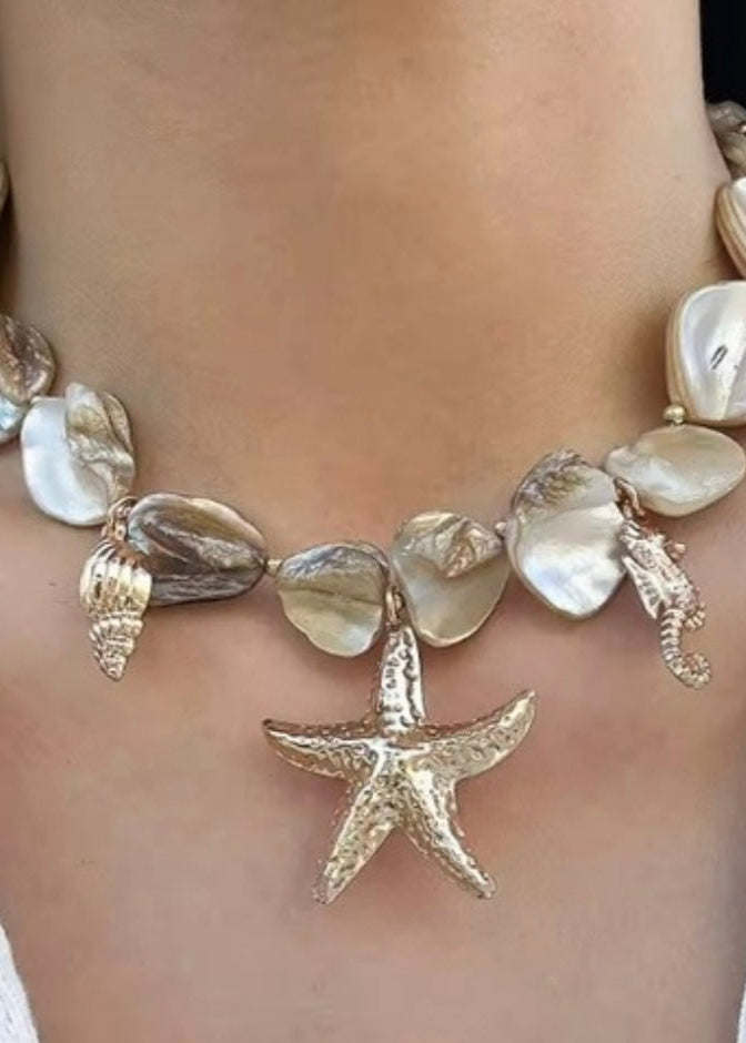 Shell Starfish Charm Necklace