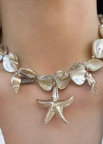 Shell Starfish Charm Necklace
