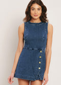 MIDNIGHT DENIM SKORT ROMPER