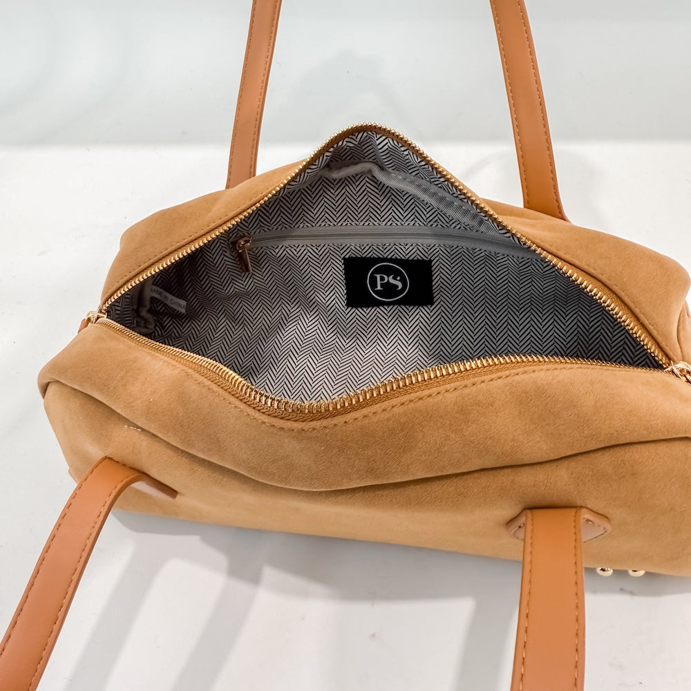 Sally Suede Barrel Shoulder Bag