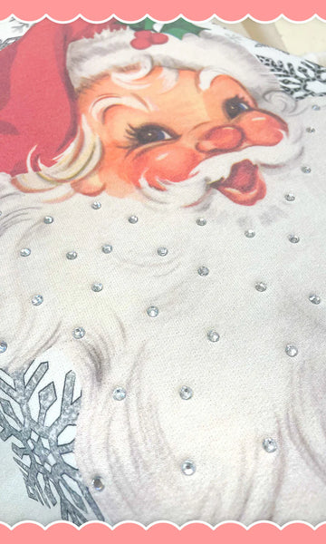 Vintage Rhinestone Santa Graphic