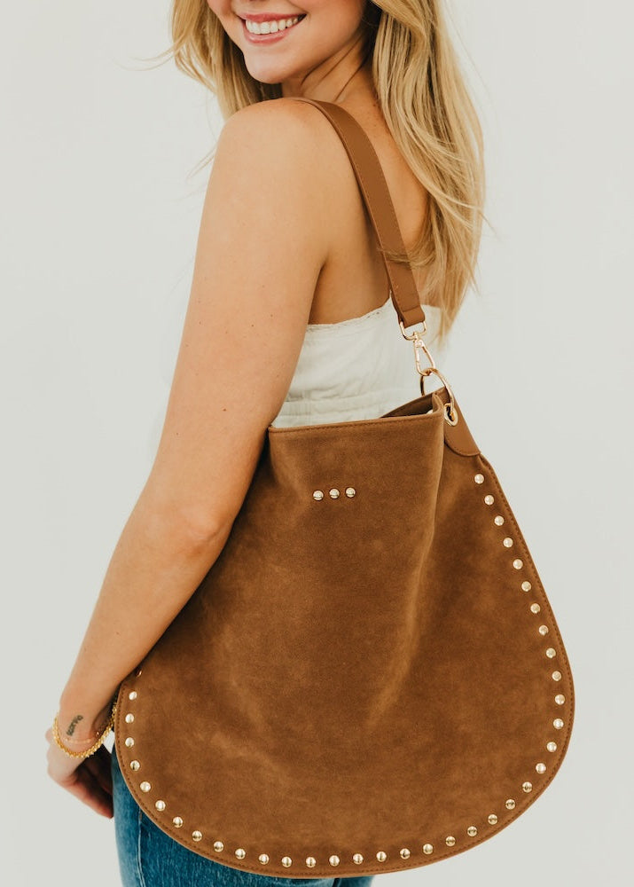 Rosalie Rivet Suede Hobo Bag