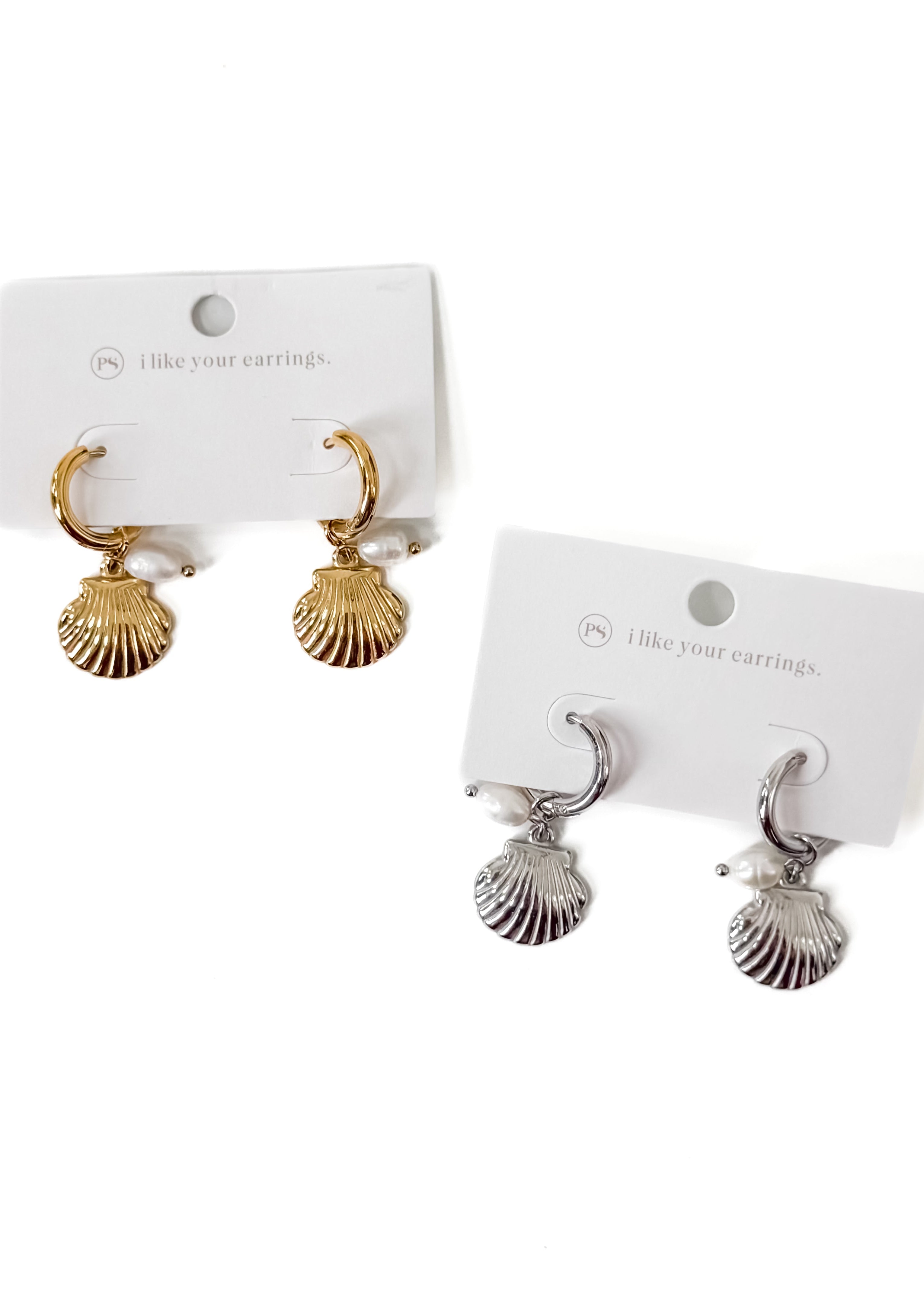 Shell Pearl Hoop Earrings - WATERPROOF